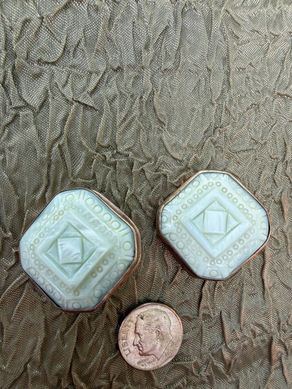 Vintage-Inspired White Carved mother of pearl Stone clips in 925 silver Frame